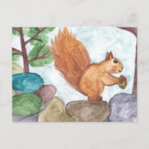 Carte postale écureuil aquarelle | Unique | Nature
