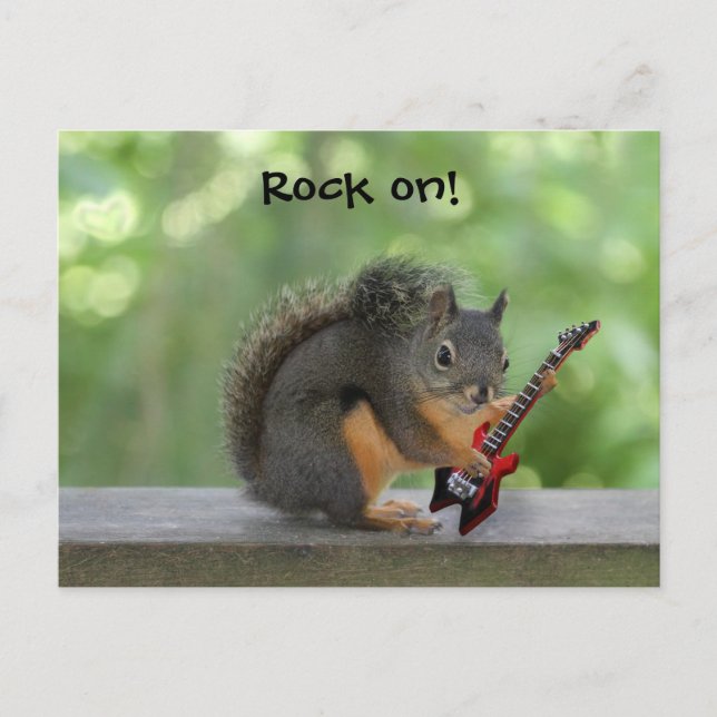 Carte Postale Écureuil Jouant de la guitare électrique (Devant)