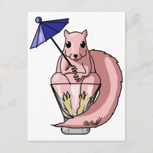 Carte Postale Écureuil rose