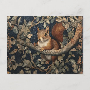 Carte Postale Écureuil roux dans le style de William Morris