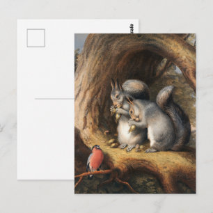Carte Postale Écureuils de collection et Art de la forêt sylvest