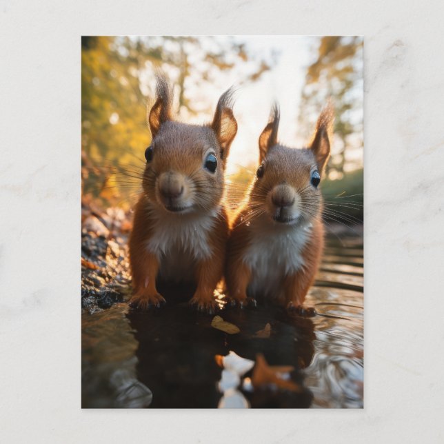 Carte Postale Écureuils mignons (Devant)