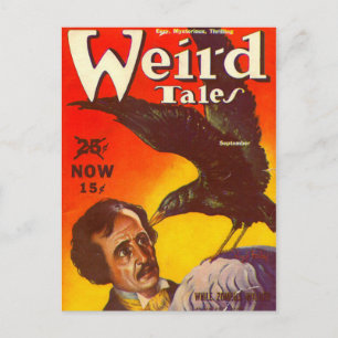Carte Postale Edgar Allan Poe and Raven Pulp Magazine Cover