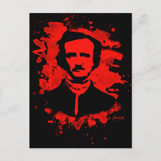 Carte Postale Edgar Allan Poe Hommage (rouge) (Devant)