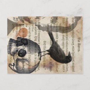 Carte Postale Edgar Allan Poe Le crâne corbeau et l'oiseau