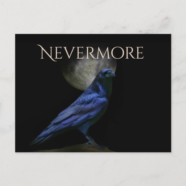 Carte Postale Edgar Allan Poe Raven Halloween Plus Jamais (Devant)