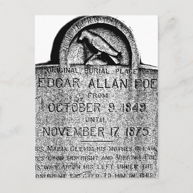 Carte Postale Edgar Allan Poe Tombstone. Images d'Halloween dépl (Devant)