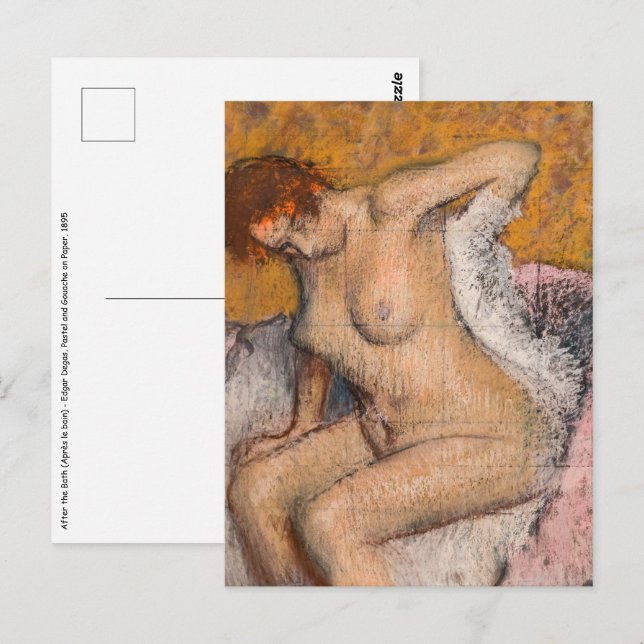 Carte Postale Edgar Degas - Après le bain (Devant / Derrière)