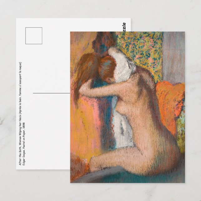 Carte Postale Edgar Degas - Après le bain, une femme essuie le c (Devant / Derrière)