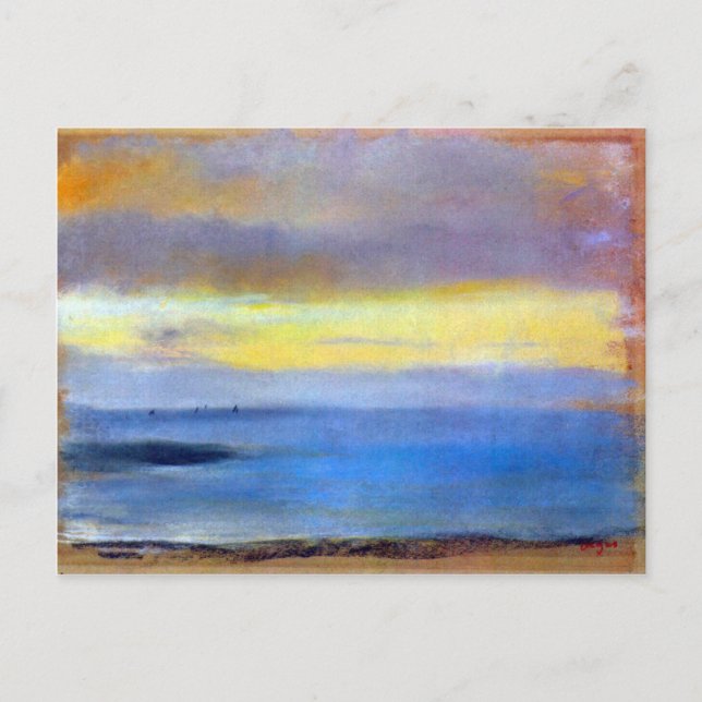 Carte Postale Edgar Degas - Bande côtière au coucher du soleil (Devant)