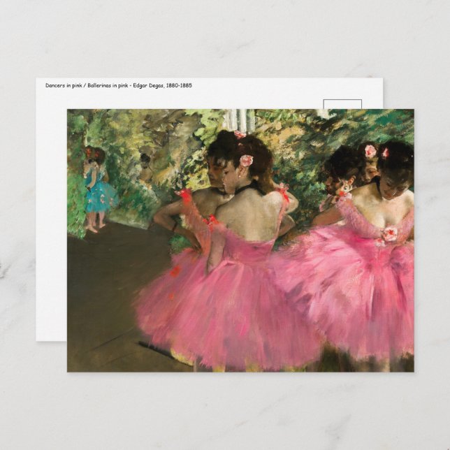 Carte Postale Edgar Degas - Danseurs en rose (Devant / Derrière)