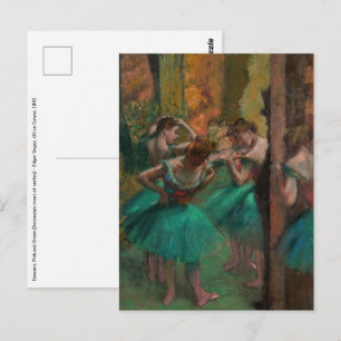 Carte Postale Edgar Degas - Danseurs, rose et vert