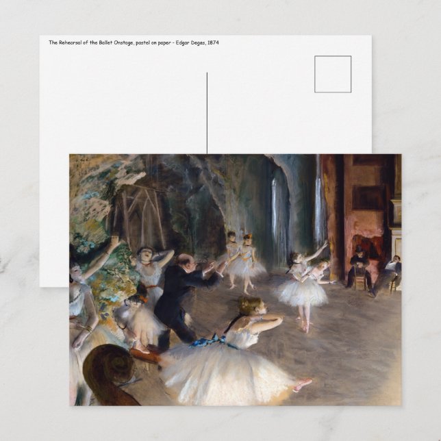 Carte Postale Edgar Degas - La répétition du ballet sur scène (Devant / Derrière)