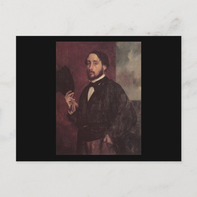 Carte Postale Edgar Degas soulevant son autoportrait de (Devant)