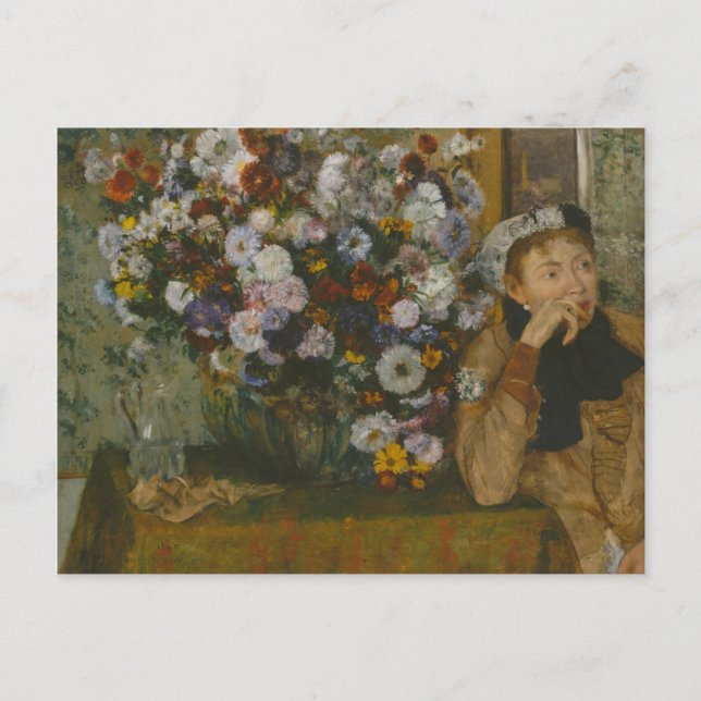 Carte Postale Edgar Degas | Une femme assise à côté d'un vase de (Devant)