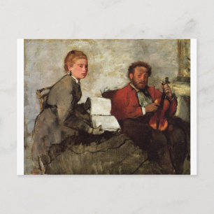 Carte Postale Edgar Degas - Violoniste & femme avec cahier de mu