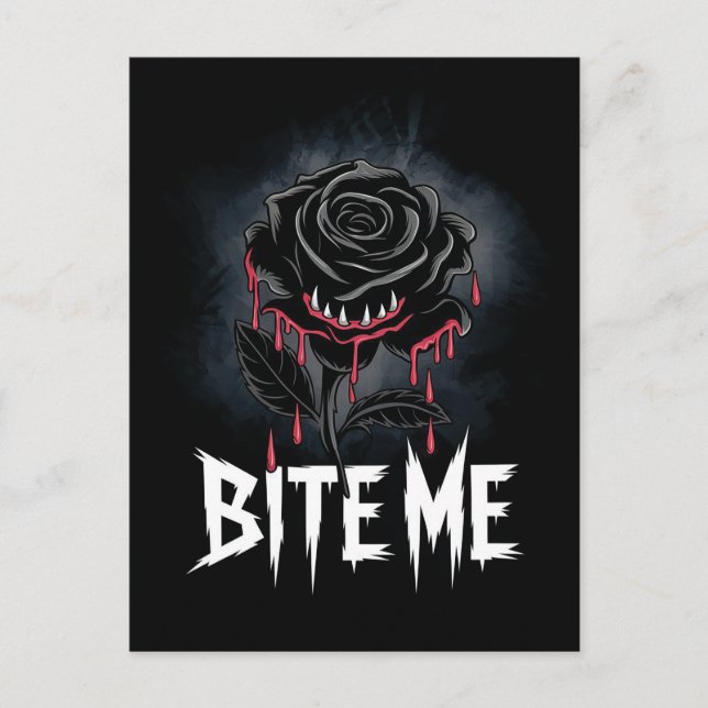 Carte Postale Edgy 'Bite Me' Design Rose gothique (Devant)