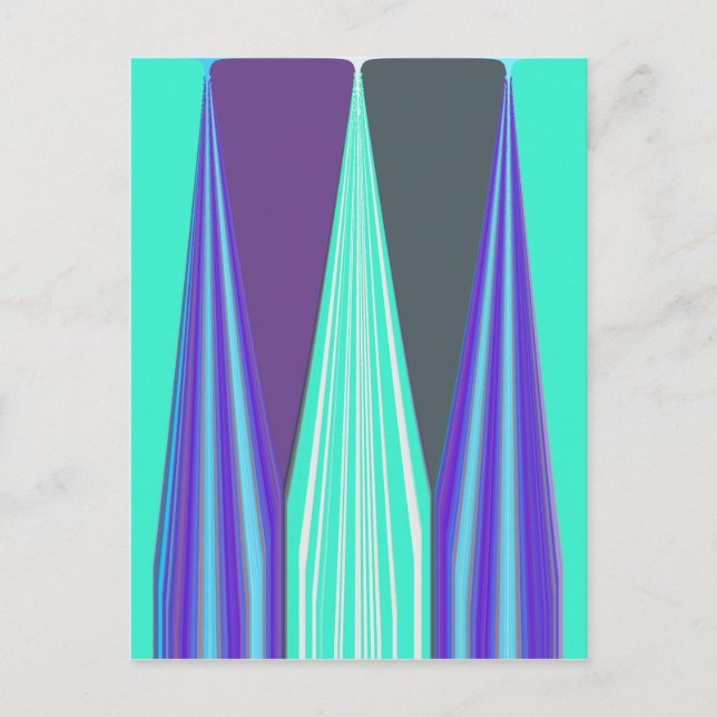 Carte Postale Edgy Blue Purple Cyan Chevron Art Imprimer (Devant)