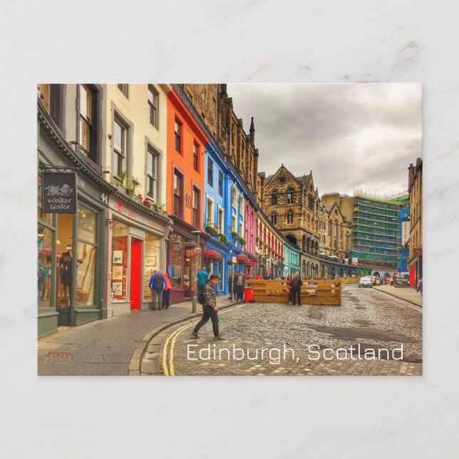 Carte Postale Edimbourg Écosse jolie scène de rue (Devant)