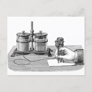 Carte Postale Edison Edison, écrivain antique Steampunk