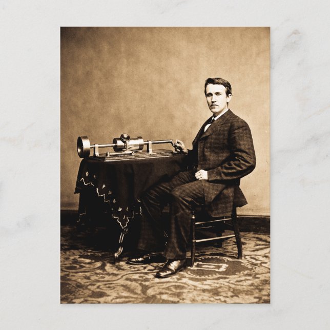 Carte Postale Edison et son phonographe 1887 (Devant)