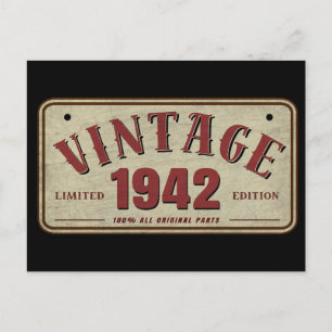 Carte Postale Édition limitée vintage 1942, toutes pièces d'orig