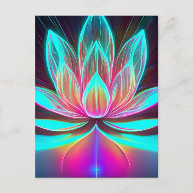 Carte Postale EDM Neon Laser Lights Lotus Flower Éveil (Devant)