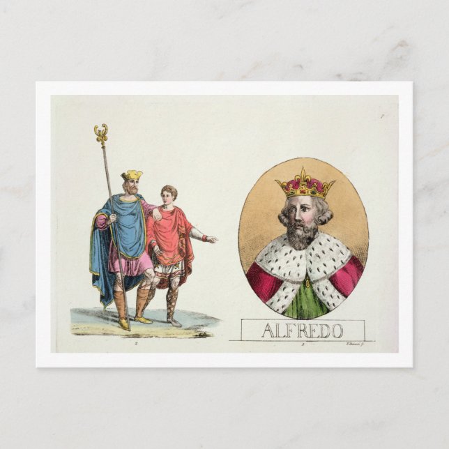 Carte Postale Edouard le confesseur et le Roi Alfred, plaquent 7 (Devant)