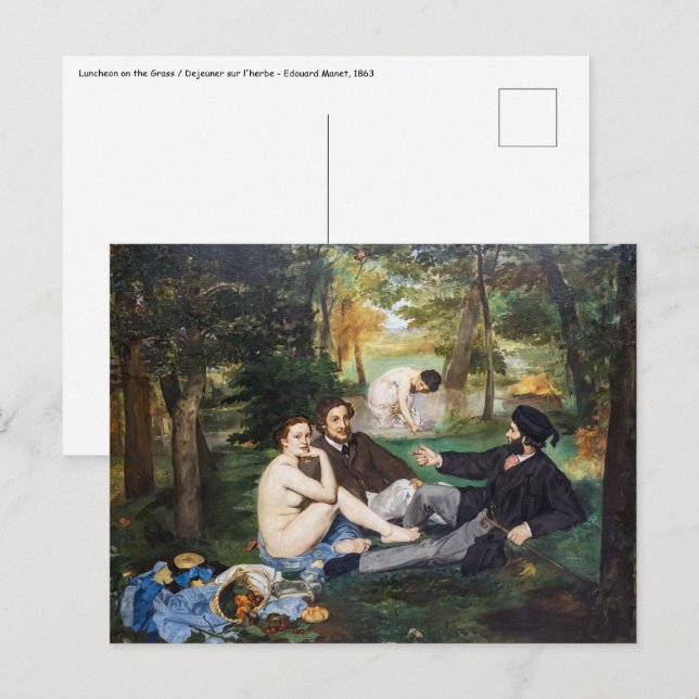 Carte Postale Edouard Manet - Déjeuner sur l'herbe (Devant / Derrière)