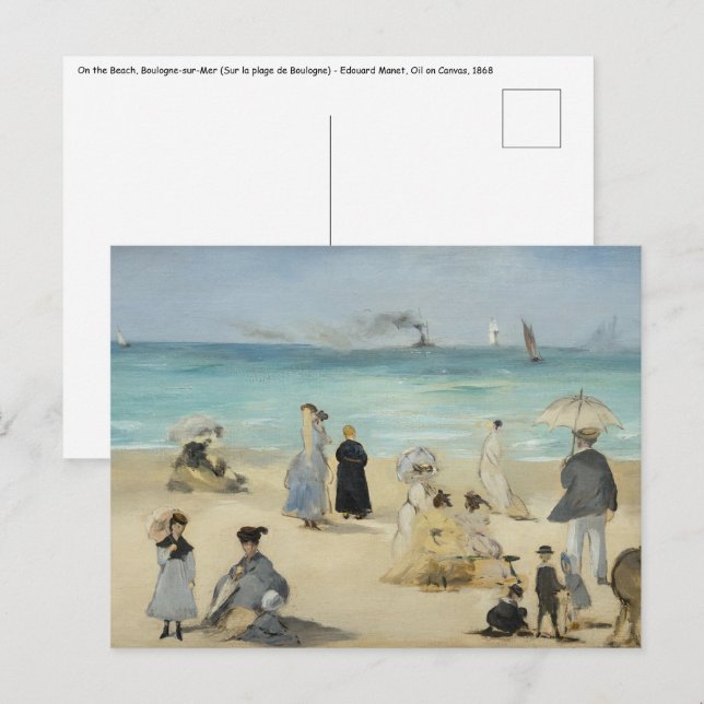 Carte Postale Edouard Manet - Sur la plage, Boulogne-sur-Mer (Devant / Derrière)