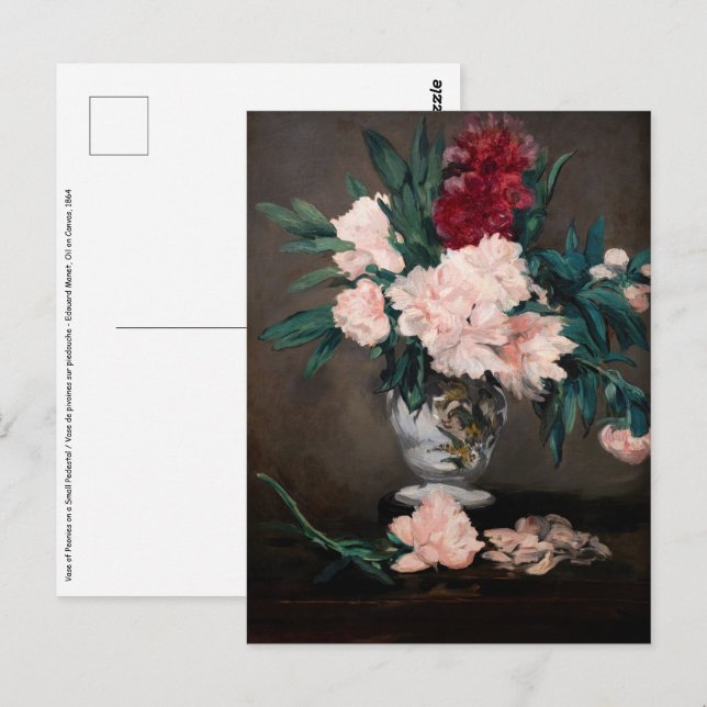 Carte Postale Edouard Manet - Vase de pivoines sur petit piédest (Devant / Derrière)