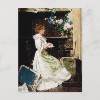 Carte Postale Edouard Mentha - Pause du peintre en studio