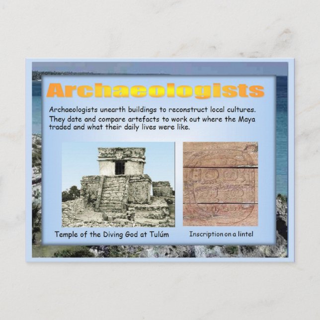 Carte Postale Éducation, Histoire, archéologie maya (Devant)