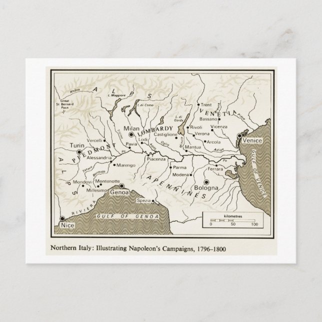 Carte Postale Éducation, Histoire, Napoléon, Italie du Nord 1796 (Devant)