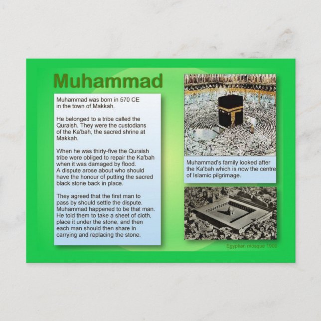 Carte Postale Éducation, Religion, Islam, Mahomet (Devant)
