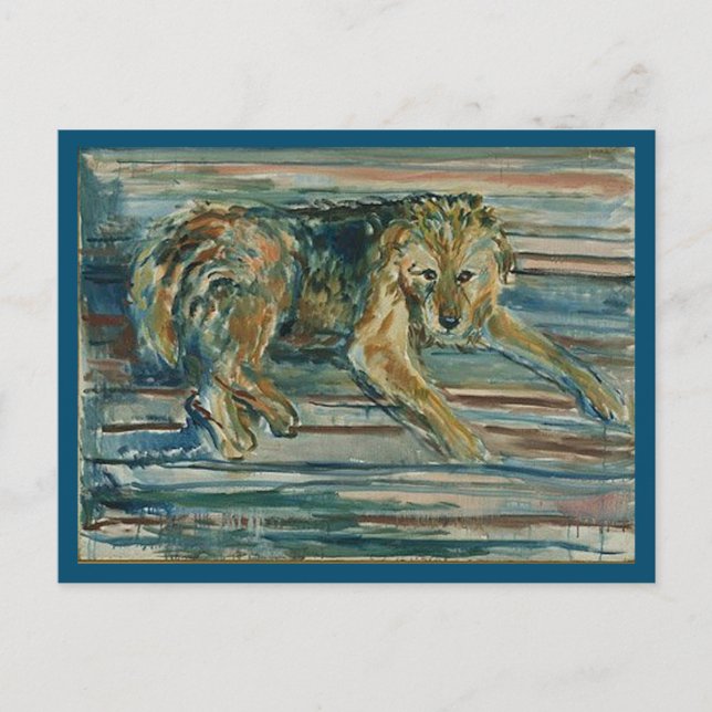 Carte Postale Edvard Munch, Airedale Terrier, Peinture (Devant)