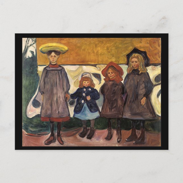 Carte Postale Edvard Munch, Filles en Asgardstrand, Peinture (Devant)