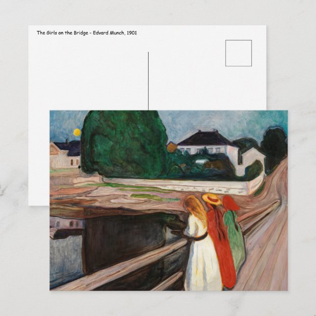 Carte Postale Edvard Munch - Les filles sur le pont (Devant / Derrière)