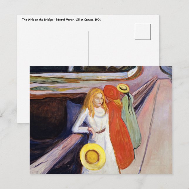 Carte Postale Edvard Munch - Les Filles sur le Pont 1901 (Devant / Derrière)