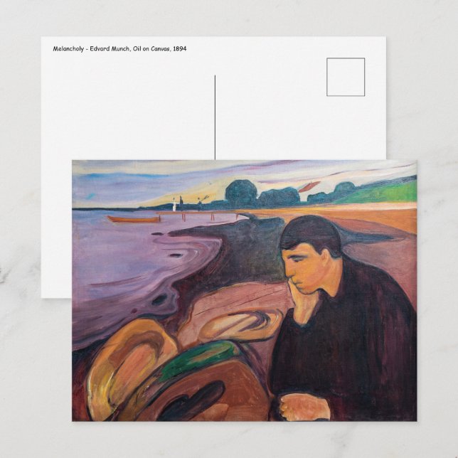 Carte Postale Edvard Munch - Melancholy 1894 (Devant / Derrière)