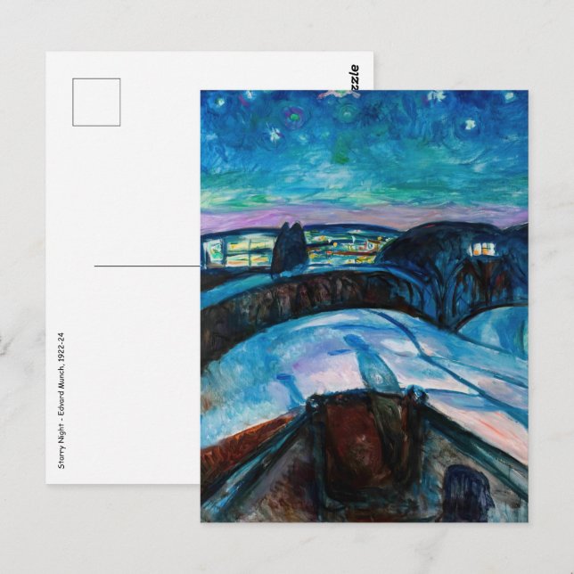 Carte Postale Edvard Munch - Nuit étoilée 1922 (Devant / Derrière)