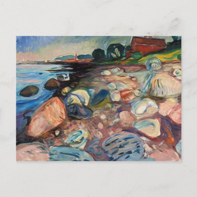 Carte Postale Edvard Munch - Rivage avec maison rouge (Devant)