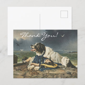 Carte Postale Edwin Landseer Sauvé, Le Courage du Chien, Merci