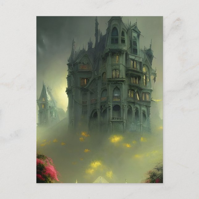 Carte Postale Eerie Gothic Mansion Art numérique (Devant)