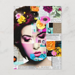 Carte Postale Effet de collage de papier de femme victorienne Ar