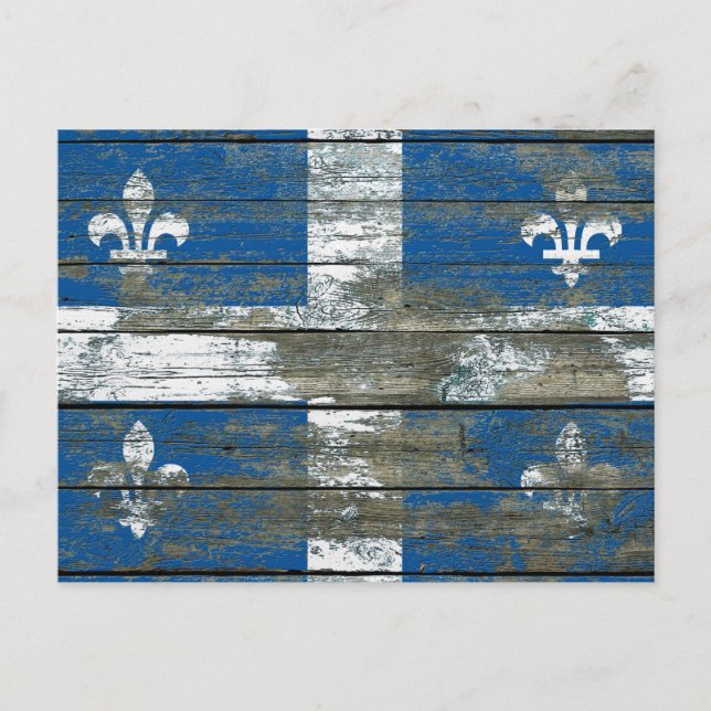 Carte Postale Effet du drapeau du Québec sur les panneaux de boi (Devant)