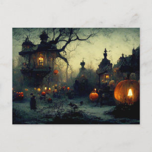 Carte postale Effrayant de la nuit d'Halloween