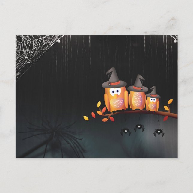 Carte postale Effrayant Halloween Night with Owls (Devant)