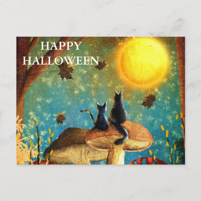Carte postale Effrayant Halloween Night with Owls (Devant)