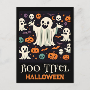 Carte Postale Éffrayant Happy Ghost Boo-tiful Halloween